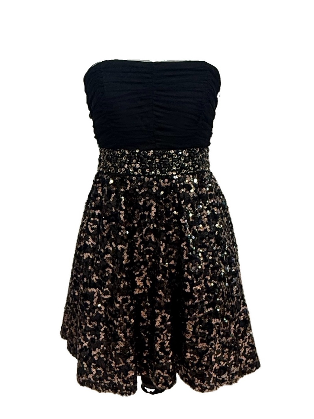 Sequin Hearts Juniors Size 5 Black Sequin Strapless Fit Flare Party Dress